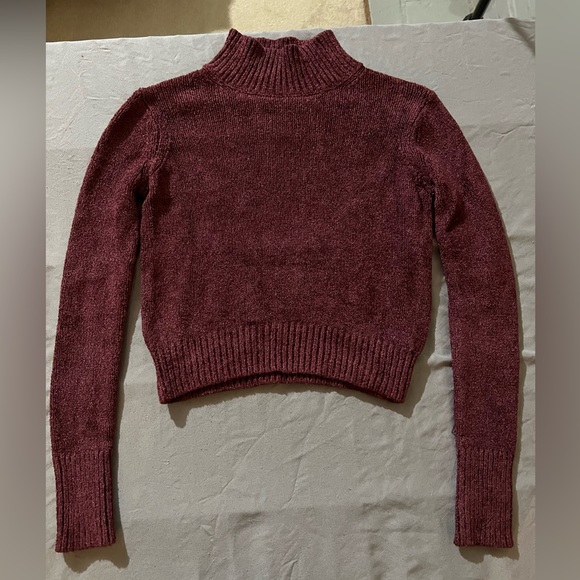 Wilfred Burgundy Cropped Turtleneck Sweater Soft Knit Fall Winter Size [XS] - Picture 2 of 3